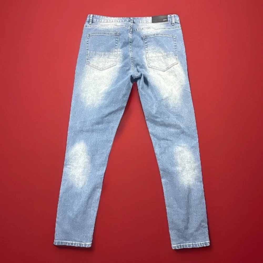 AMIRI Men's Distressed Light Blue Denim Jeans 36x30
